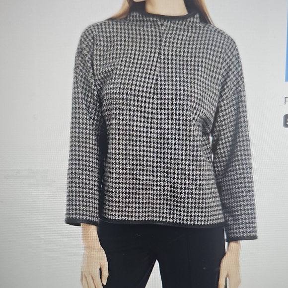 NWT MAX STUDIO Houndstooth Funnel Neck Long Sleeved Top 3 Sizes - Picture 16 of 16